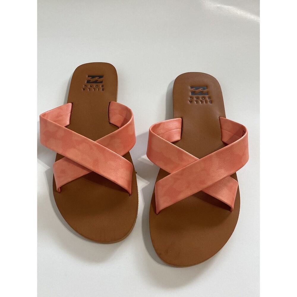 Billabong Women’s Sandals “See Thru Me” Single Strap Flat Slip On Sandals